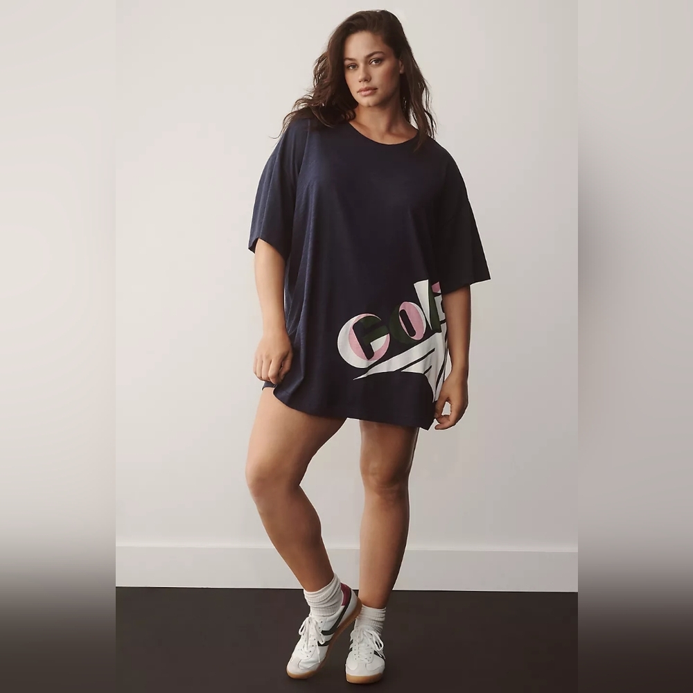 NWT Gola x Anthropologie Oversized Boyfriend Tee Top Navy Marine Blue